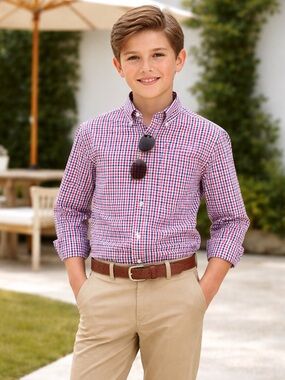 Tommy Hilfiger Boys Plaid Long Sleeve Button Down. Sz 16. Country Club